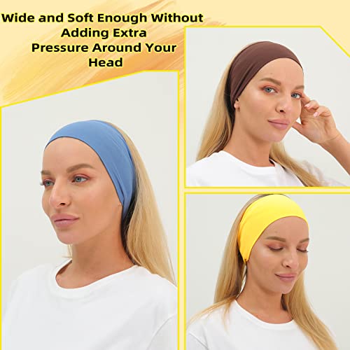 RITOPER Workout Wide Headbands for Women Non Slip, Super Soft Yoga Running Exercise Head Bands, Elastic Sweat Band Hair Bands for Women's Hair, Womens Solid Headband Hair Wrap