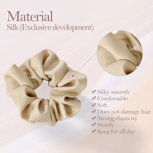 3 Pieces Satin Silk Scrunchies for Hair, Women Girls Hair Elastic Bands Ponytail Holder,Scrunchy Elastic Hair Bands Accessories