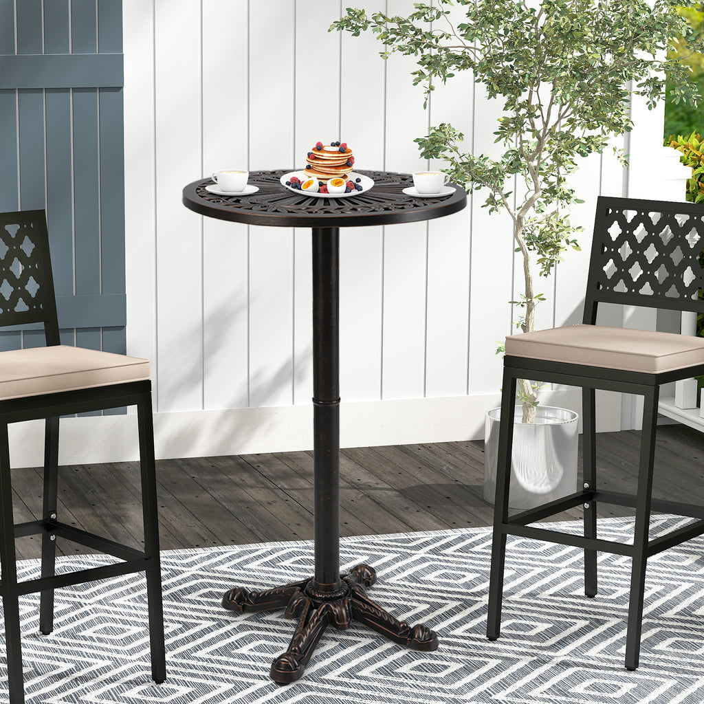 41.5 Inch Patio Round Bar Table Cast Aluminum Bistro for Garden