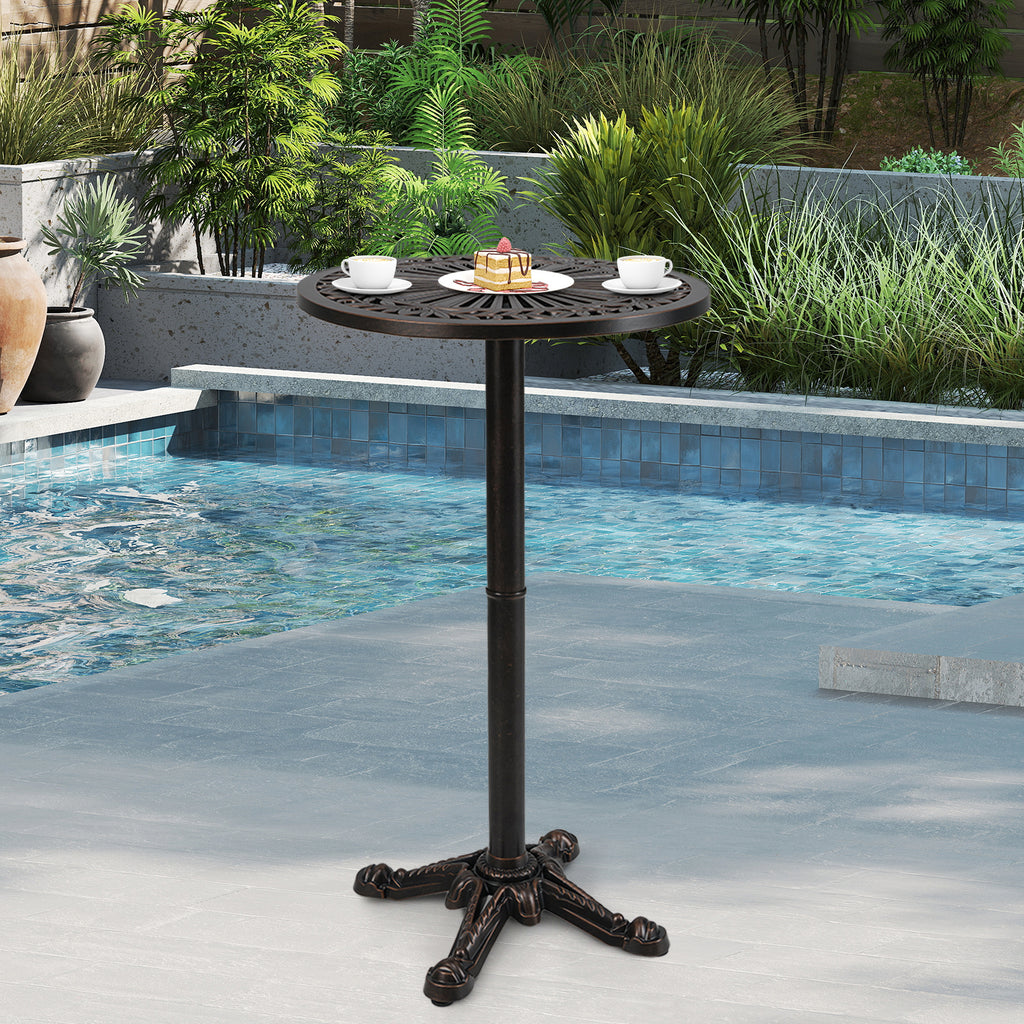 41.5 Inch Patio Round Bar Table Cast Aluminum Bistro for Garden