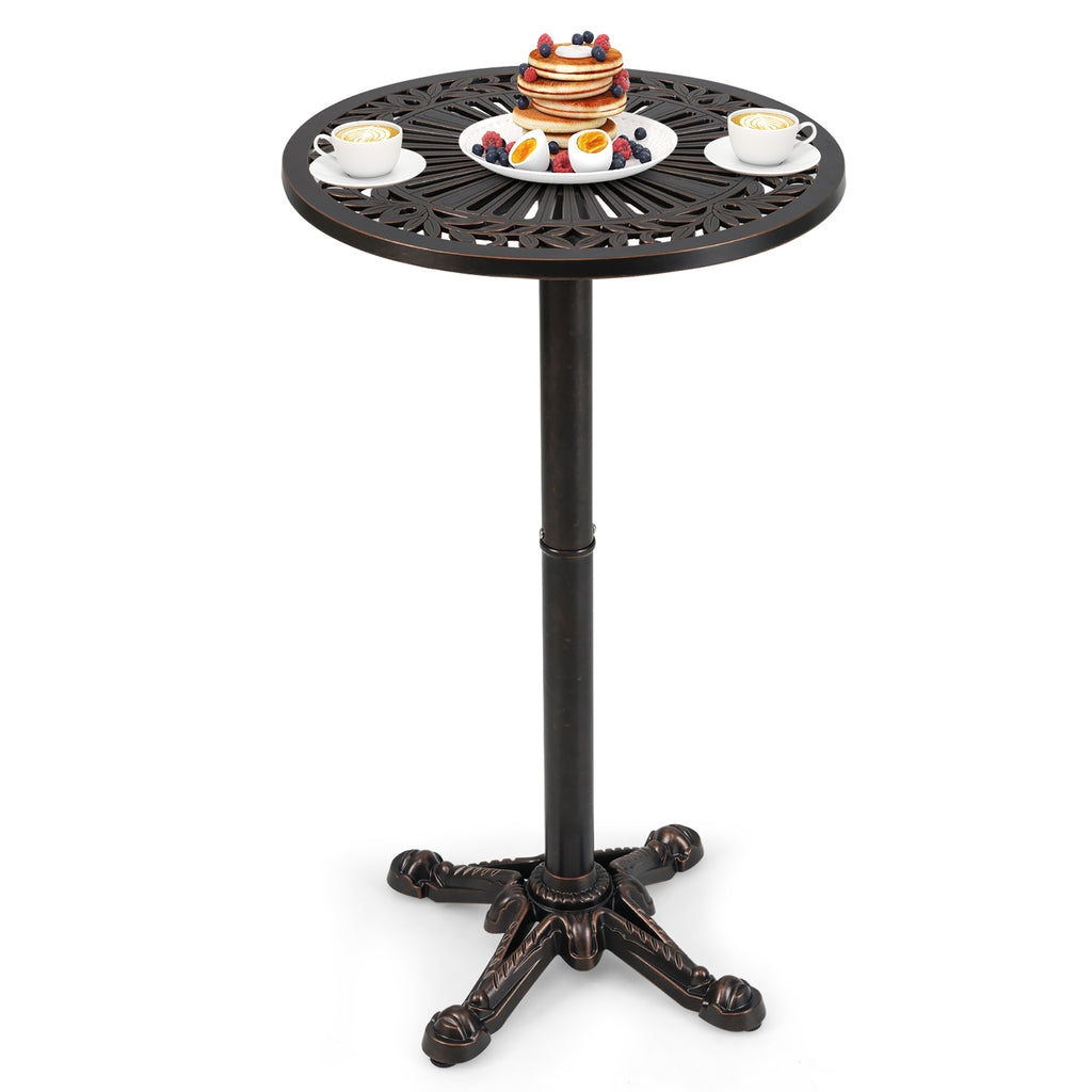 41.5 Inch Patio Round Bar Table Cast Aluminum Bistro for Garden