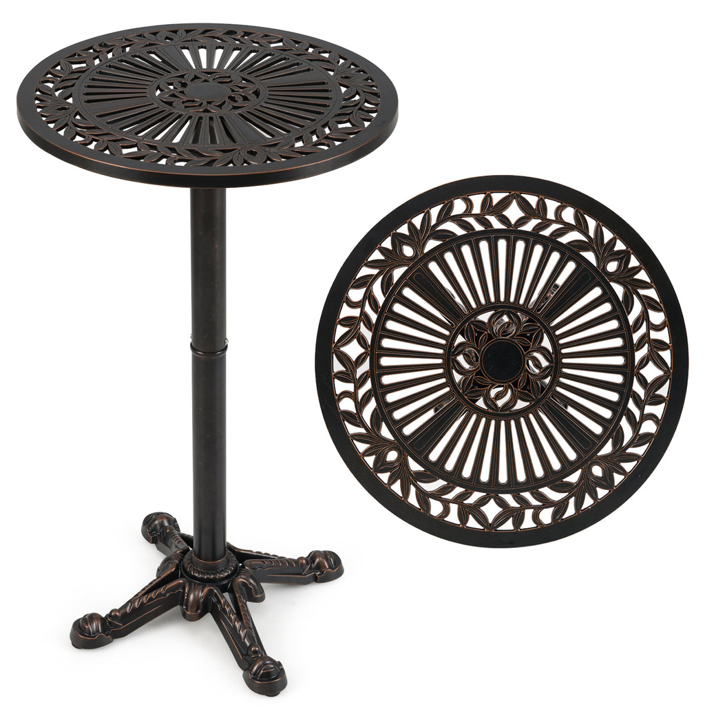 41.5 Inch Patio Round Bar Table Cast Aluminum Bistro for Garden