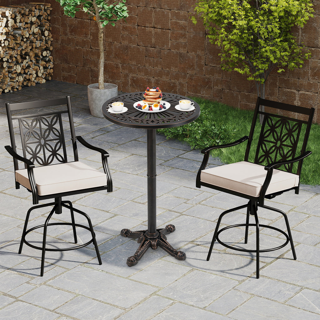 41.5 Inch Patio Round Bar Table Cast Aluminum Bistro for Garden