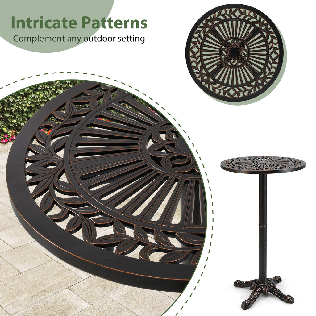 41.5 Inch Patio Round Bar Table Cast Aluminum Bistro for Garden