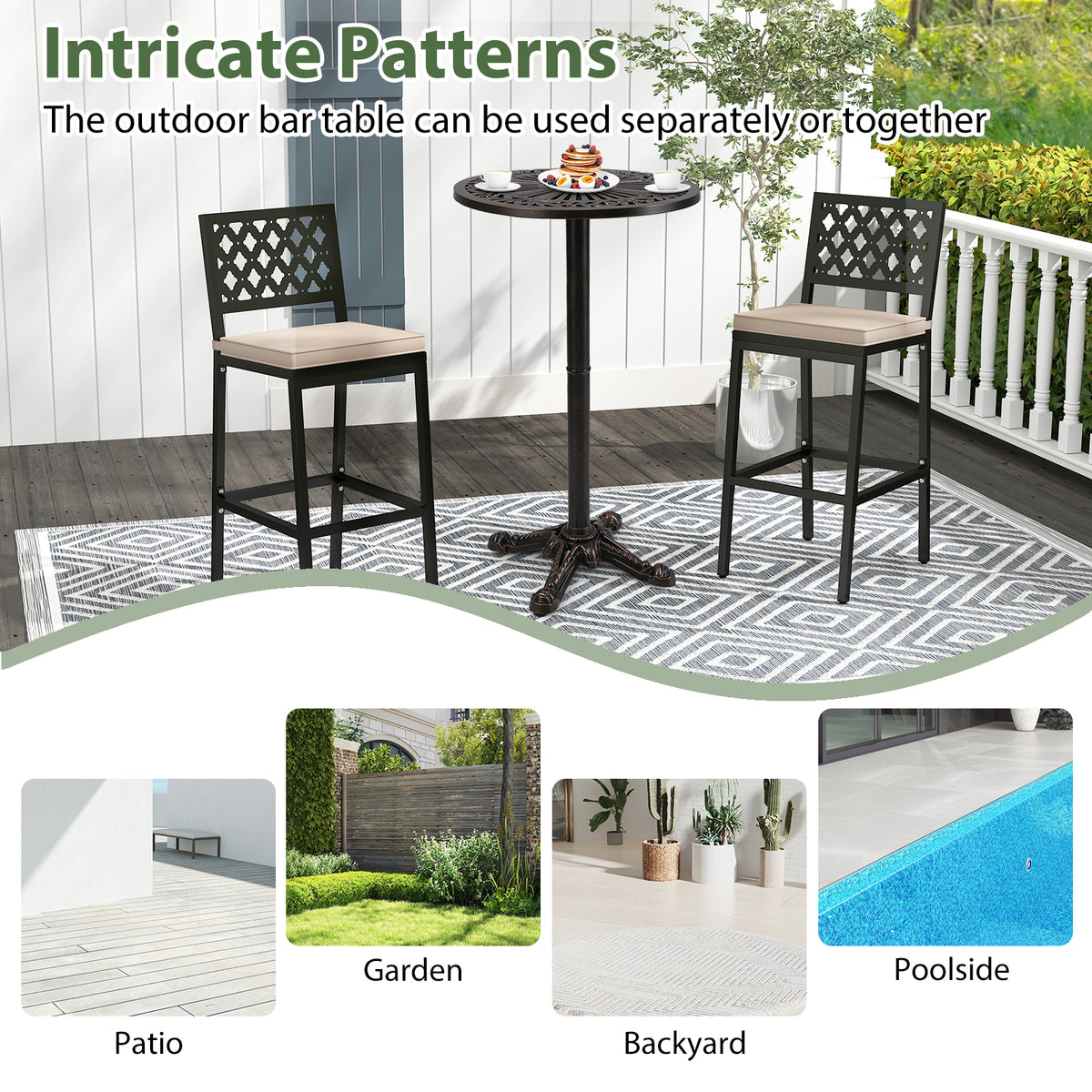 41.5 Inch Patio Round Bar Table Cast Aluminum Bistro for Garden