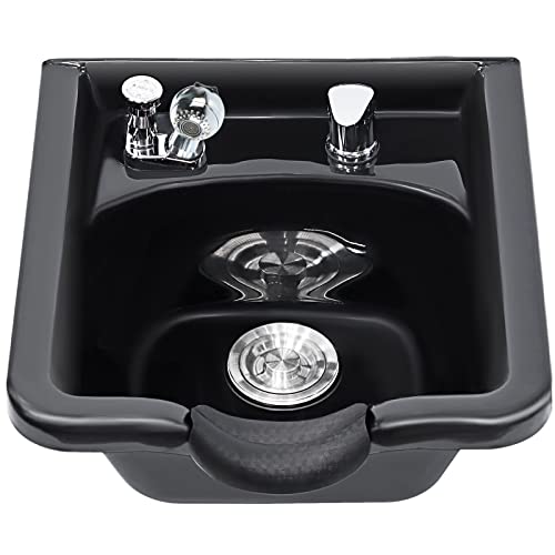 Shampoo Bowl for Salons, Black ABS Plastic Shampoo Sink for Home, Easy to Clean and Install Salon Shampoo Bowls for Hair Stylist