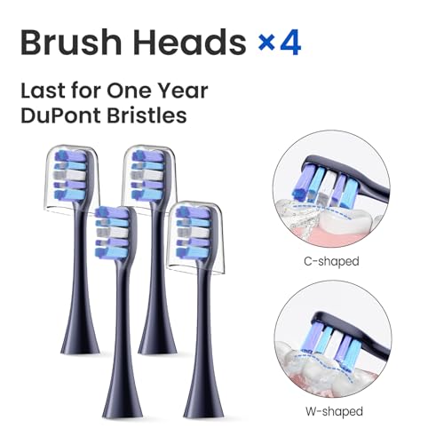 Sonic Electric Toothbrush for Adults&Teens - 180 Days Battery Life, Seamless Button&48000RPM Rechargeable Tooth Brush, 4 Replacement Heads for Deep Clean/Smart Timer/4 Brushing Modes/IPX8