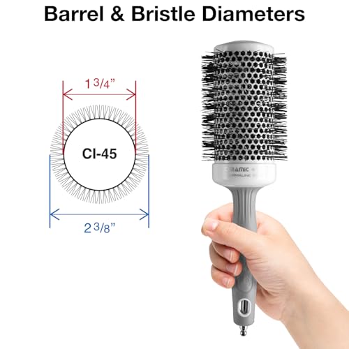 Olivia Garden Ceramic + Ion Round Thermal Hair Brush - Not Electrical - Professional Blowout Brush for Normal to Thick Hair
