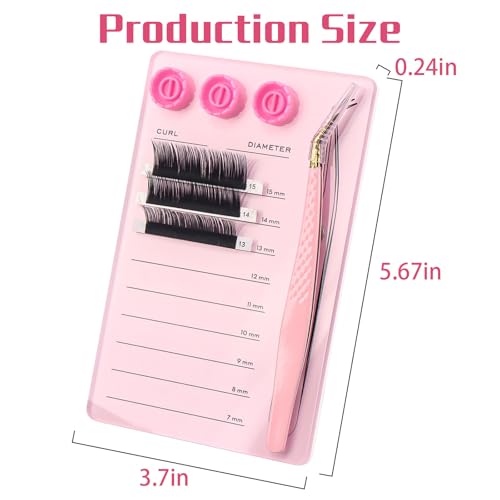 Acrylic Eyelash Extension Pallet Kits, Grafting False Eyelash Organizer Extension Pad Lash Tray,Magnetic Tweezer Holder - Durable Eyelash Extension Storage Organizer (Pink sets)