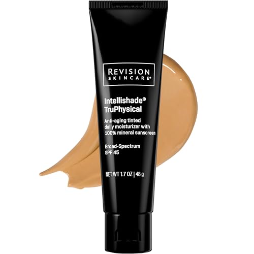Revision Skincare Intellishade¢ç TruPhysical SPF 45, 100% Mineral Sunscreen for Face, Anti-Aging Moisturizer with SPF and Vitamin C, Tinted Sunscreen for Sensitive Skin, 1.7 oz