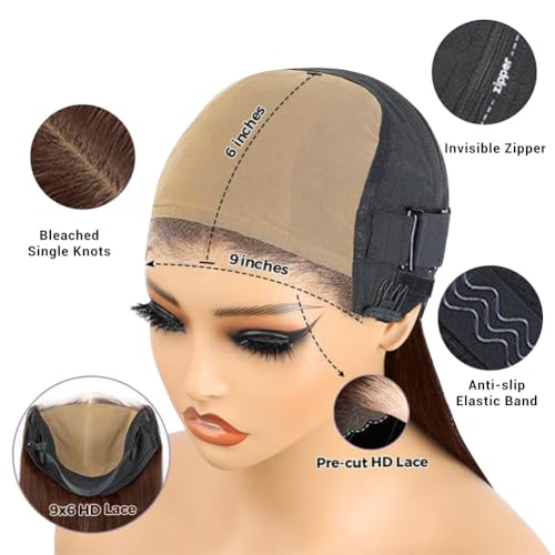 SFD 16inch Brown Glueless Wigs Human Hair Pre Plucked Pre Cut 200% Density Wear And Go Chocolate Brown Lace Front Wig 9x6 Hd Closure Loose Body Wave Wig Human Hair