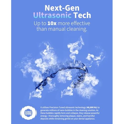 Ultrasonic Retainer Cleaner ? Auto-Adjust 39-48kHz Sonic Retainer Cleaner Machine for Aligner, NightGuard, Mouth Guard, Denture & More | Easy & Quiet