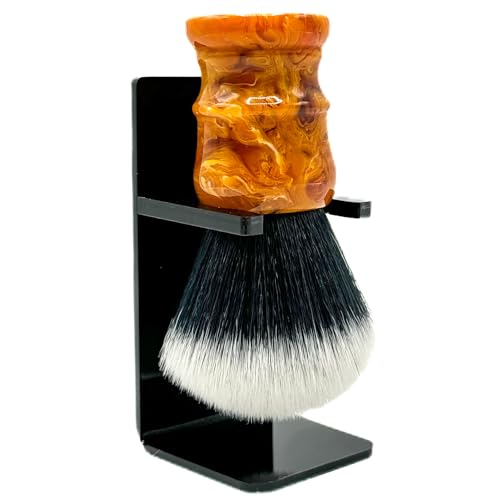 Parker ¡°Solar Storm¡± Ultra?Soft Synthetic Shaving Brush ? 28?mm Tuxedo Knot ? High?Density for Superior Lathering + Acrylic Stand