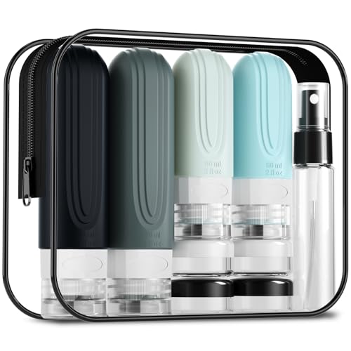 16 Pack Travel Bottles - Silicone Toiletries Containers, Leak Proof Refillable Shampoo & Conditioner Essentials