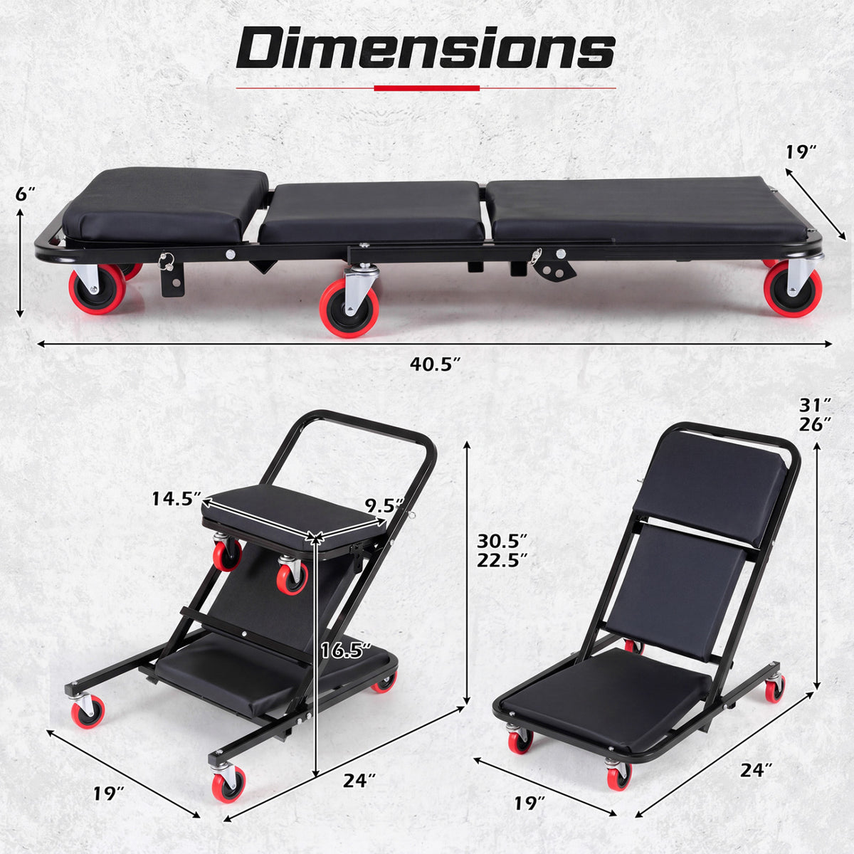 41" Foldable Mechanic Creeper with 450 LBS Capacity