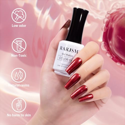 RARJSM Chameleon Gel Nail Polish Black to Red Multichrome Chameleon Color Changing Glitter Chrome GelPolish Curing Requires Sparkle Shimmer Nail Gel Varnish Soak Off DIY at Home Salon 15ml