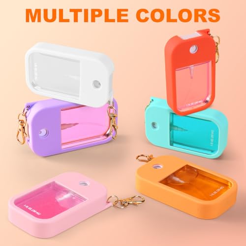 Palksky Protective Silicone Case for Touchland Hand Sanitizer with Keychain | Compatible with Power Mist & Glow Mist 1 fl oz | Anti-Slip Grip, Travel Cover Sleeve (Red,Pinkish,Orange),Travel Size