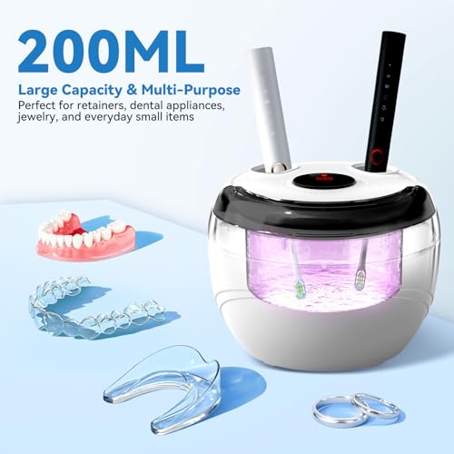 Dental Ultrasonic Retainer Cleaner Machine - Dental Cleaning Pod for Denture, Mouth Guard, Aligner, Night Guard