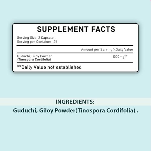 minature Giloy 90 Tablets | 1000 mg | 45 Days Supply | 100% Natural Giloy/Guduchi | Vegan | from India
