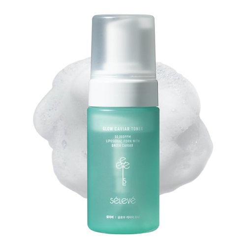 SELEVE Glow Caviar Bubble Toner – Hydrating & Glow Face Toner with Green Caviar Liposomal PDRN, Niacinamide, Panthenol & Ferulic Acid – for Sensitive & Dry Skin, Korean Skin Care (3.38 fl.oz / 100ml)