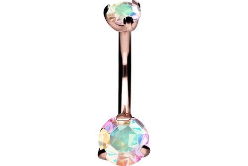 PIERCINGLINE Titanium belly button ring with internal thread and 2 CRYSTALS | Navel Ring Belly Piercing 14G 10 mm