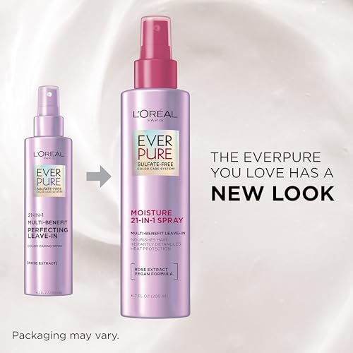 L'Oreal Paris Sulfate Free Moisture 21-in-1 Leave-In Conditioner for Dry Hair, EverPure, 6.7 fl oz