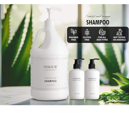 Gallon Shampoo Conditioner and Body Wash Refillable Set with 10.14 oz Matching Pump Bottles 9Pcs Large Capacity Hotel Supplies and Toiletries