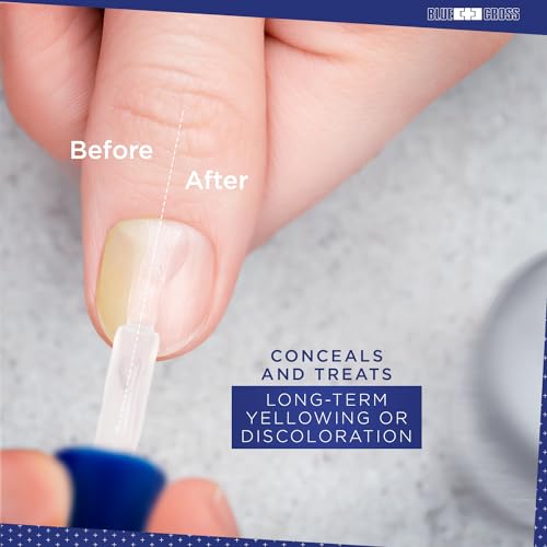 Blue Cross Nail Whitener, Professional Optical Brightening Basecoat Nail Concealer Polish with Vitamin E, Lemon Lime Extracts, Made in USA, 15mL