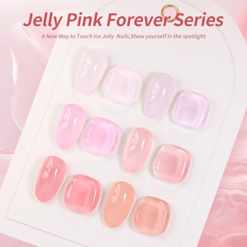 Beautpal Milky Jelly Gel Nail Polish Set of 6 Colors 8ml Nude Pink Transparent Gel Polish Sheer Nude Gel Polish Kit for Salon Gel Manicure and Nail Art DIY at Home