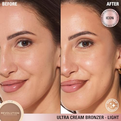 Revolution, Ultra Cream Face Bronzer, Buildable & Blendable Cream Contour, Vegan & Cruelty-Free, Light, 0.24 oz
