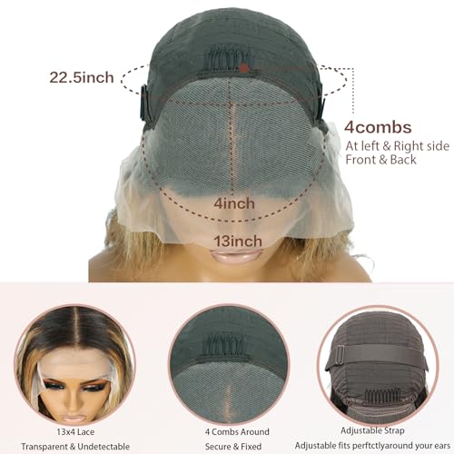 13x4 Lace Front Wig Human Hair Pre Plucked Ombre Lace Front Wig Human Hair 180% Density 1B/27 Highlight Wig Human Hair 32 Inch Body Wave HD Lace Frontal Wigs Glueless Wigs for Black Women