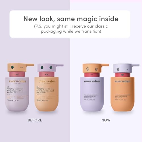 Evereden Kids Haircare Set: Hair Detangling Shampoo & Conditioner for Children Ages 3+, Plant Protein Peptides & Argan Oil, Vegan, Free from Sulfate, Paraben, Phthalate & Petrolatum