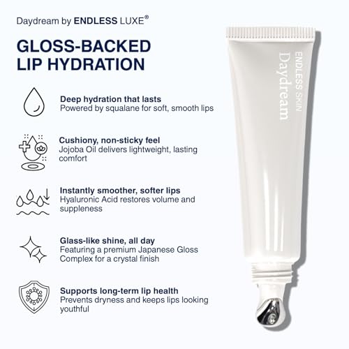 Endless Skin - Daydream - Natural Vanilla Flavor Lip Balm with Jojoba Oil, Hyaluronic Acid and Squalane - Ultra Glossy Finish that Nourishes and Hydrates Your Lips - Vegan and Paraben Free - 15ml