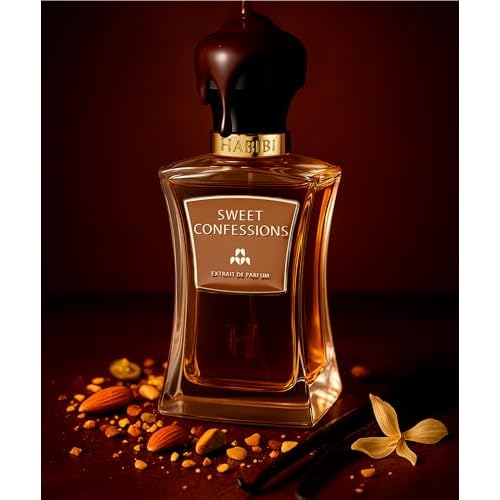 H HABIBI Sweet Confessions Extrait De Parfum, Long Lasting Unisex Cologne for Men & Women (2.5OZ) Arabian Perfume with Pistachio, Dark Chocolate, Vanilla, Tonka & Amber Notes
