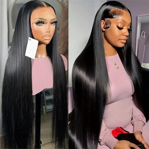 bunGiol Straight Lace Front Wigs Human Hair Pre Plucked with Baby Hair Transparent Lace Front Wigs Human Hair 13x4 Glueless Ear To Ear Lace Frontal Wigs Straight Wig For Black Women