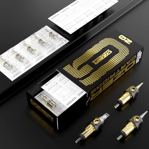 OZER Tattoo Cartridge - #1207RL(0.35mm) 20Pcs Disposable Tattoo Needles with Membrane Safety Cartridges for Tattoo Round Liner