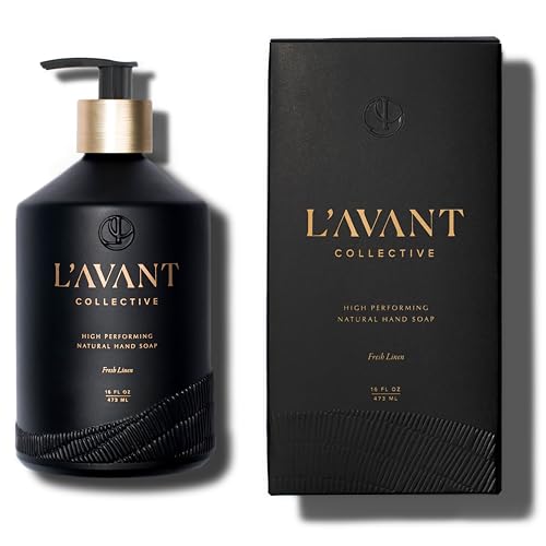 L'AVANT Collective High Performing Hand Soap | Luxurious Ingredients for Soft & Smooth Hands | Fresh Linen | Reusable Glass Bottle 16 Fl Oz