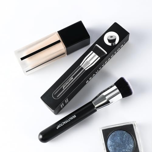 Foundation Brush with Hole,Professional Korean Makeup Brush Flat Makeup Brush for Liquid Cream Foundation or Flawless Powder Cosmetics(Black)