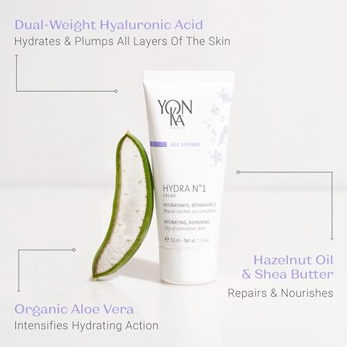 Yonka Daily Reparative Moisturizer, Hydra No. 1 Creme - Rich Anti-Aging Skincare with Hyaluronic Acid, Vitamins A, C & E for Dry Skin, Paraben-Free