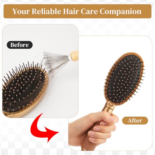 Boao 2 Pieces Hair Brush Cleaning Tool Comb Cleaner Brush Mini Comb Cleaning Hair Remover Tool for Removing Dust Home and Salon Use (Gray, Wood Color)
