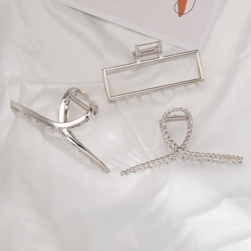 Mehayi 3 PCS Metal Large Hair Claw Clips for Thick Heavy Hair, Big Non-Slip Hair Catch Barrette Jaw Clamp, Strong Hold Claw Barrettes for Long Hair, Fashion Hair Styling Accessories for Women Girls