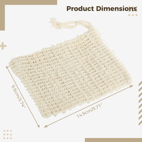 100 Pcs Sisal Soap Saver Bag with Drawstring, Plastic-Free Soap Saver Bags Reusable& Natural Bubble Exfoliating Pouch for Bath & Shower, Zero Waste Mesh Bag for Foaming & Drying Soaps