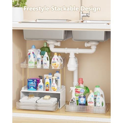 Bathroom Organizers and Storage, Makeup Organizer (Sturdy Durable Attractive), Ideal for Vanity, Countertop, Counter, Perfume, Skincare, Cabinet, Cosmetic, Dresser Organizer (white)