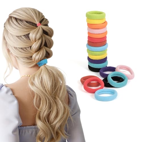 100PCS Black Hair Ties, Soft Nylon Ponytail Holders - Strong, Stretchy & Snag-Free Hair Bands, Perfect for Updos & Braids - Women & Girls Men Kids Toddler