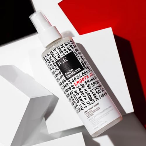 IGK GOOD BEHAVIOR 4-in-1 Prep Spray | Leave In + Detangle + Heat Protectant | Vegan + Cruelty Free |