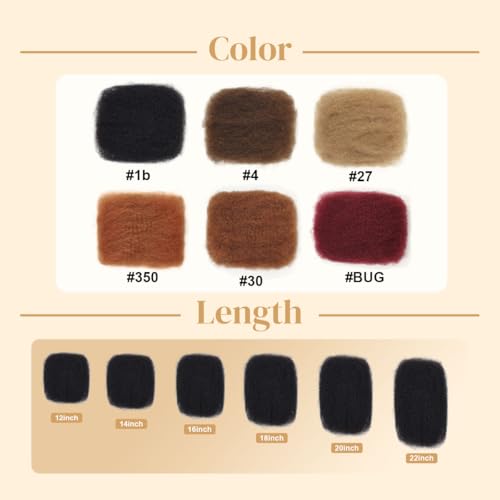 Afro Kinkys Bulk Human Hair, 20 inch 50 Gram 4c Curly Hair for Permanent Sister Locs/Mini Twists/Braids Can Dye and Bleach (Natural Black, 20 Inch)