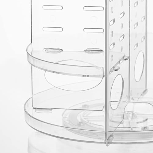 HBlife 360 Rotating Makeup Organizer Adjustable Carousel Small Capacity Revolving Perfume Organizer Skincare Organizers Cosmetic Storage Spinning Holder for Vanity, Clear