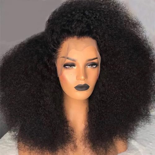 30 Inch Kinkycurly Human Hair Wig - 13x4 HD Lace Front, 180 Density, Glueless, Pre-Plucked Brazilian Virgin Hair for Black Women