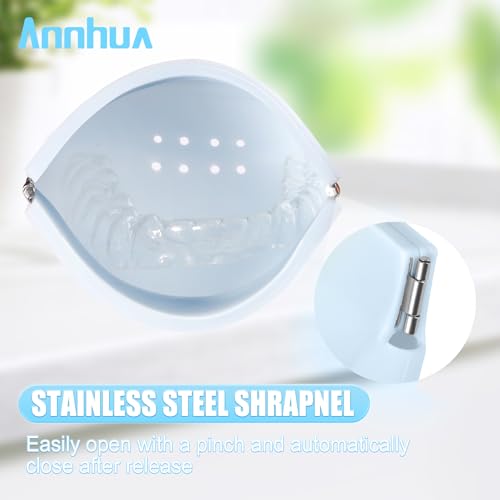 Annhua Silicone Retainer Case Partial Denture Case, Cute Mouth Guard Case Night Guard Case with Vent Holes, Slim Aligner Case Retainer Holder Case - Orange