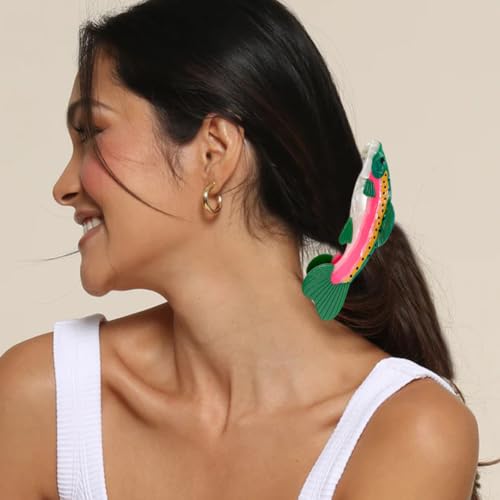 Salmon Hair Claw Clip Acetate Hair Clips Fish Unique Fashion Acetate Hair Catch Barrette Non Slip Strong Hold Jaw Clamp Ocean Animal Fashion Barrette Big Claw Clamp for Women Girl